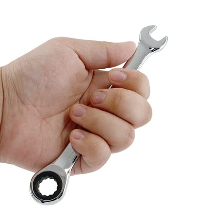 2 Pcs 8mm Ratchet Wrench Metric Ratcheting Wrench Set with 5° Movement and Hardened & 72 Teeth for Projects Metric Tight Spaces - size: 8 mm