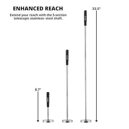 NEIKO 53426A 35LB Magnetic Pick Up Tool, Large Magnet with 3.3" Head, Extendable Magnetic Sweeper on a Stick up to 33.5 Inches, Nail Finder Pickup Tool, 5 Section Stainless Steel Shaft - size: 35 Pound, style: Pick Up Tool