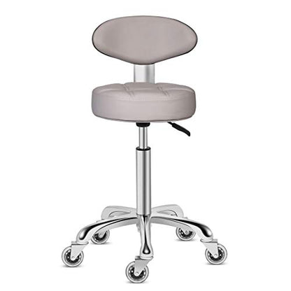 Kaleurrier Swivel Stool Chair Adjustable Height,Heavy Duty Hydraulic Rolling Metal Stool for Kitchen Salon Bar Office Drafting Massage Garage Shop (with Back Rest) (Grey) - color: Grey
