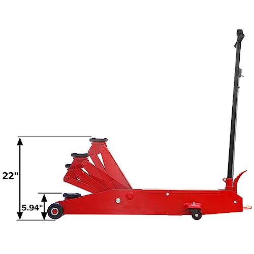 BIG RED T80501 Torin Hydraulic Heavy Duty Long Frame Service/Floor Jack with Foot Pedal, 5 Ton (10,000 lb) Capacity, Red - size: 5 Ton (10,000 lb)