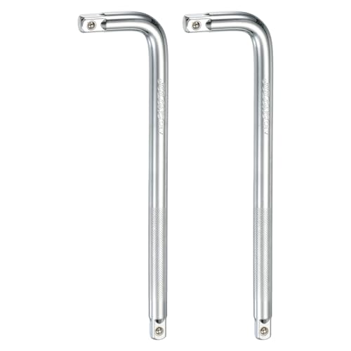 HARFINGTON 2 Pcs Socket Breaker Bar 1/2" Drive 12" Long 50BV30 Alloy Steel L-Shape Extension Bar Axle Nut Socket Wrench Hand Tool for Car Mechanical Equipment Repair, Silver - size: 1/2"x12"