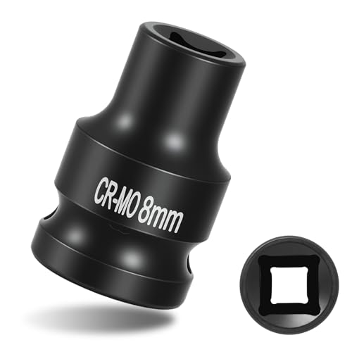 1/2" Drive 8mm Impact Socket Metric Standard Impact Socket Blackening Finish 4 Point Square Socket made with Chrome Molybdenum Alloy Steel for Auto Repair Mechanical Maintenance Removal of Axle Nut - size: 8mm - 4pt, style: 1/2" Drive Standard Socket