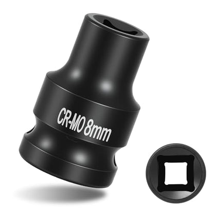1/2" Drive 8mm Impact Socket Metric Standard Impact Socket Blackening Finish 4 Point Square Socket made with Chrome Molybdenum Alloy Steel for Auto Repair Mechanical Maintenance Removal of Axle Nut - size: 8mm - 4pt, style: 1/2" Drive Standard Socket