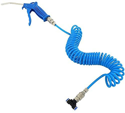 Air Blow Gun Kit Air Duster Cleaning Nozzle Blow Spray Tool Kit with 5 Meter Long Coil PU Air Hose,4×6mm(Blue) - color: Blue