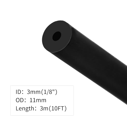 Unicaravan Silicone Vacuum Hose 10FT ID 1/8" (3mm), Wall Thickness 4mm,Matte Black Tubing, With 10PCS Clamps, Tube Cutter, screwdriver,Automotive Marine & Industrial Use - size: 1/8" (3mm) - 10FT + 10PCS Clamps + tube cutter