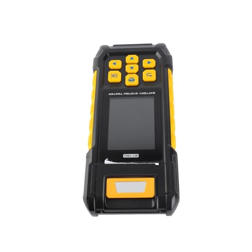 12V Digital Automotive Car Battery Load Tester Analyzer with Built in Printer Multi Language Support for 12V 24V Car System Test ABS Plastic Yellow Black