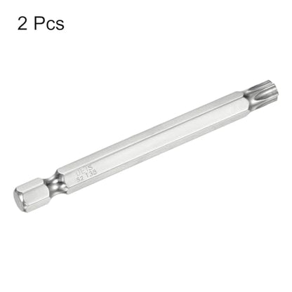 HARFINGTON 2pcs T35 Security Torx Bit 1/4" Hex Shank 3" Long S2 Steel Magnetic Tamper Resistant Star Bits Screwdriver Torx Head with Hole for Driver Drill Bits Remove Fastening Screws - size: T35