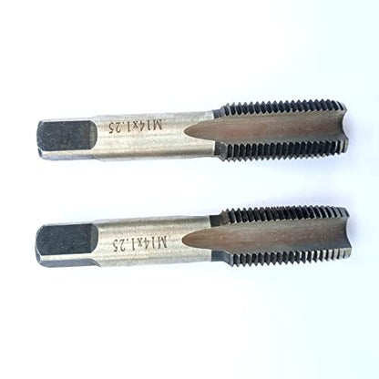 AtticZone M14 x 1.25 Metric Hand Thread Tap, Right Hand, Alloy Tool Steel, 1 Taper Tap, 1 Plug Tap for Metal Working DIY Industrial - size: M14x1.25
