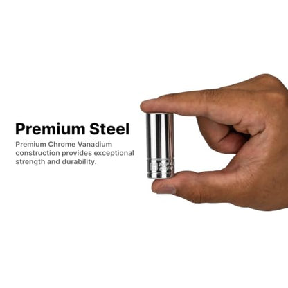Capri Tools 3/8 in. Drive Semi-Deep Chrome Sockets Set, 6-Point, 6 to 24 mm, 19-Piece - size: Semi-Deep Set / 6-24 mm