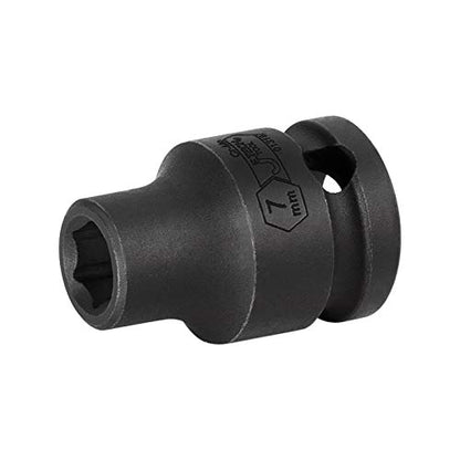 Jetech 3/8 Inch Drive 7mm Standard Impact Socket, Heat-Treated Chrome Molybdenum Alloy Steel, 6-Point Design, Metric, Anti-Rust Finish for Pneumatic & Electric Impact Wrench - size: 7mm
