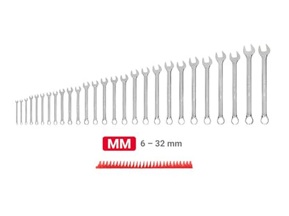 TEKTON Combination Wrench Set, 27-Piece | WCB95203 - size: 27-Piece (6-32 mm), style: Modular Wrench Organizer