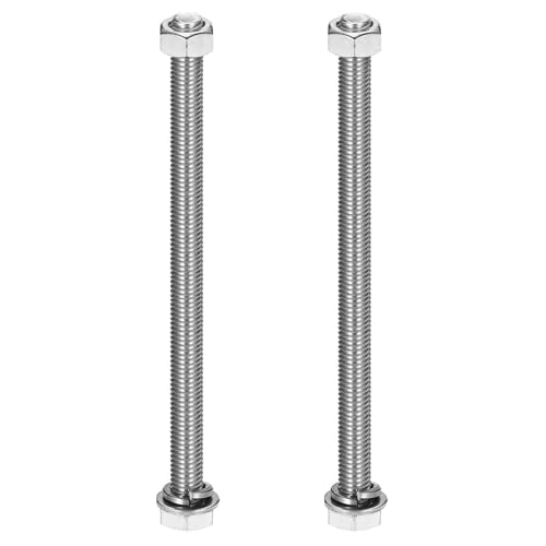 MECCANIXITY M10 x 170mm 304 Stainless Steel Hex Head Screws Bolts, Nuts, Flat & Lock Washers Assortment Kit, Fully Threaded, Bright Finish for Home, Electronic, Machine, 2 Sets - size: M10 x 170mm