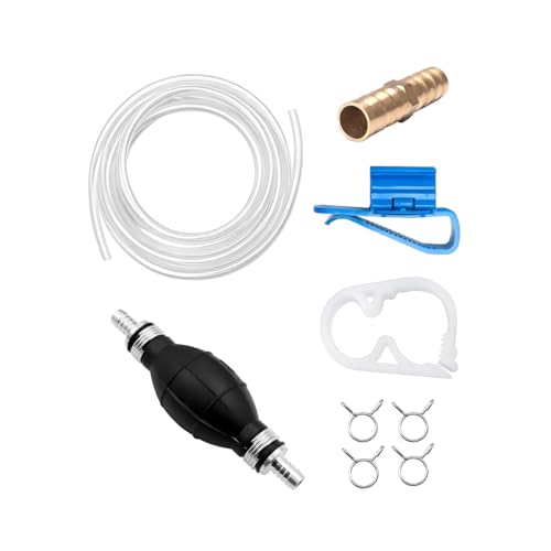 Car Gasoline Siphon Hose Pump, Manual High-Flow Vehicle Oil Gas Transfer Pump with PVC Hose, Portable Automotive Hand Fuel Siphon for Petrol Water Diesel, Universal for Vehicles