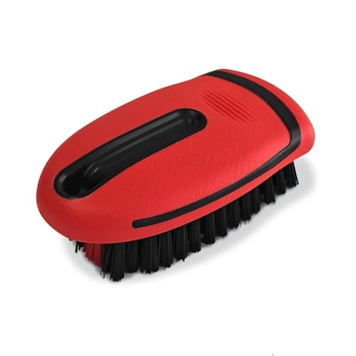 Carpet and Upholstery Cleaning Brush, Stiff Bristle Carpet Detailing Scrubber Brush, Multi-Functional Car Detailing Scrub Brushes, Cleaning Brushes for Car and Home Couch Floor Mats (Red) - color: Red
