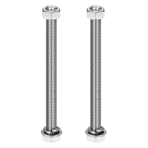MECCANIXITY M10 x 140mm 304 Stainless Steel Hex Head Screws Bolts, Nuts, Flat & Lock Washers Assortment Kit, Fully Threaded, Bright Finish for Home, Electronic, Machine, 2 Sets - size: M10 x 140mm