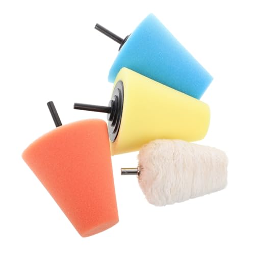 STOBAZA 4pcs Conical Sponge Buffing Polishing Kit for Car Detailing Drill Polishing Cones Wheel Hub Pads for Scratch Removal and Cleaning