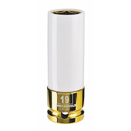 Powerbuilt 1/2 Inch Drive 19mm Impact Lug Nut Socket, Non-marring and Thin Wall Lug Nut Socket, Protects Lug Nuts from Damage - 941040 - size: 19mm