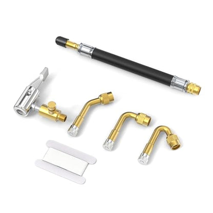 GASHER 5Pcs 5.9in Tire Valve Extenders, Valve Stem Extension with 45°/90°/ 135°Angles & Tire Inflator Hose Adapter - size: 150mm