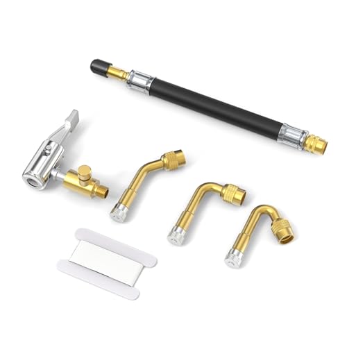 GASHER 5Pcs 5.9in Tire Valve Extenders, Valve Stem Extension with 45°/90°/ 135°Angles & Tire Inflator Hose Adapter - size: 150mm