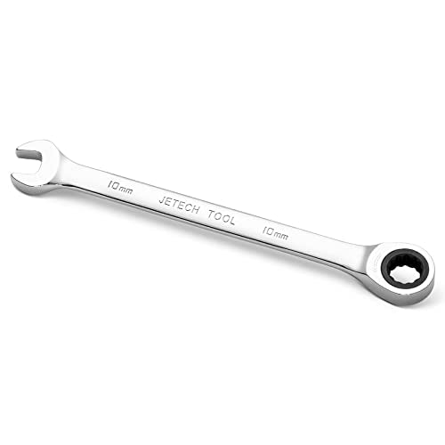 Jetech 10mm Ratchet Wrench, Ratcheting Combination Wrench Metric, Industrial Grade Gear Spanner with 12-Point Design, 72-Tooth Ratchet, Chrome Vanadium Steel for Auto & DIY Repair - size: 10mm