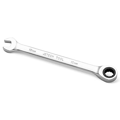 Jetech 10mm Ratchet Wrench, Ratcheting Combination Wrench Metric, Industrial Grade Gear Spanner with 12-Point Design, 72-Tooth Ratchet, Chrome Vanadium Steel for Auto & DIY Repair - size: 10mm