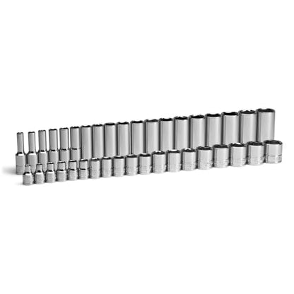 Capri Tools 3/8 in. Drive Shallow and Deep Chrome Sockets Set, 6-Point, 6 to 24 mm, 38-Piece - size: Shallow & Deep Set / 6-24 mm