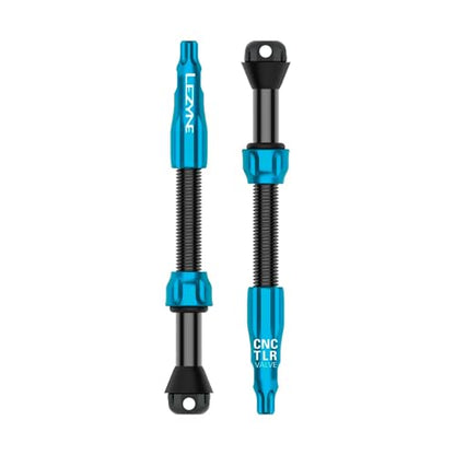 LEZYNE CNC TLR Valve Pro Tubeless Valve Pair for MTB, Gravel & Road Bikes | CNC Aluminum Presta Valve Stems, Bicycle Tire Insert Compatible, Sealant Friendly - 60mm, Blue (1-PK-TLRVL60-V210) | tire-valve-tools - color: Blue, size: 60 mm