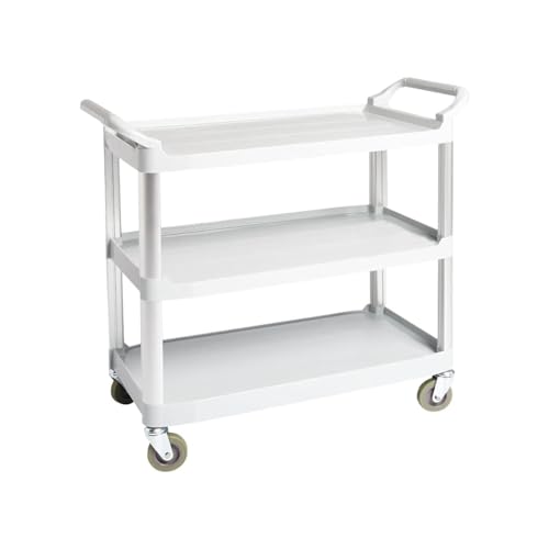 Amazon Basics 3-Tier Rolling Utility Cart with Wheels, Commercial Grade, Storage Cart with 400 lbs Loading Capacity, Portable Mobile Shelving, Gray
