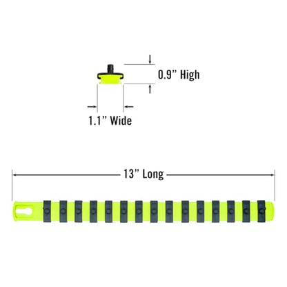 ERNST 13-Inch Socket Rail Organizer with 15 1/4-Inch Twist Lock Clips, High Visibility (8437HV) - color: Hi-viz, size: 1/4-Inch Twist Clips, style: 13-Inch