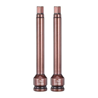 HARFINGTON 2pcs Impact Hex Bit Socket 1/2" Drive 12H (12mm) Hex Bits 6" Length S2 Steel Metric Impact Wrench Socket Adapter Tool for Automotive Repair Industrial Construction and Home DIY - size: H12 x 1/2" x 6"