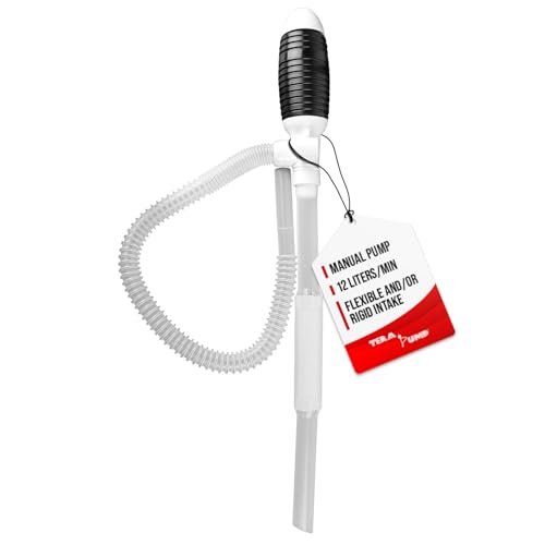 TERA PUMP Manual Portable Siphon Pump | Up to 12 Liter per Minute, Multiuse Patented Suction Tube, Can be Set Straight (Rigid) w/Additional Piece - style: 3 GPM