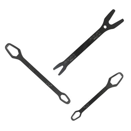 3Pcs Universal Self Adjusting Wrench Set Auto Tightening Double Head Spanner Anti Slip Metric SAE Fastener Tool for 6mm-25mm 1/4in-1in Nuts Bolts Garage Automotive Maintenance - color: Black