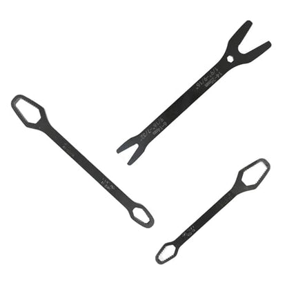 3Pcs Universal Self Adjusting Wrench Set Auto Tightening Double Head Spanner Anti Slip Metric SAE Fastener Tool for 6mm-25mm 1/4in-1in Nuts Bolts Garage Automotive Maintenance - color: Black