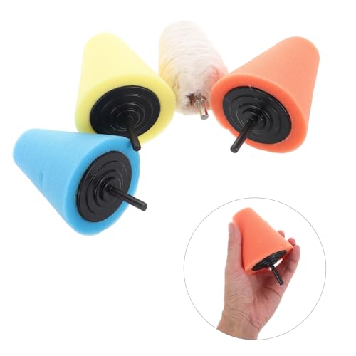 4pcs Car Wheel Hub Polishing Pads Kit with Conical and Ball Sponge Buffing Wheels for Drill Automotive Buffing Pads for Car Body Waxing