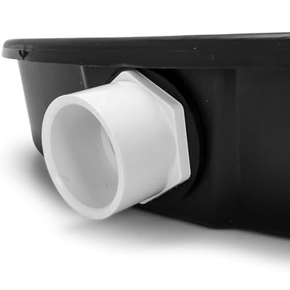 Camco 22 Inch Plastic Electric Water Heater Drain Pan for Leaks and Water Overflow, Utility Drip Tray with Pre-Cut Side Opening and PVC Spout Fitting - size: 22" ID, style: PVC Fitting