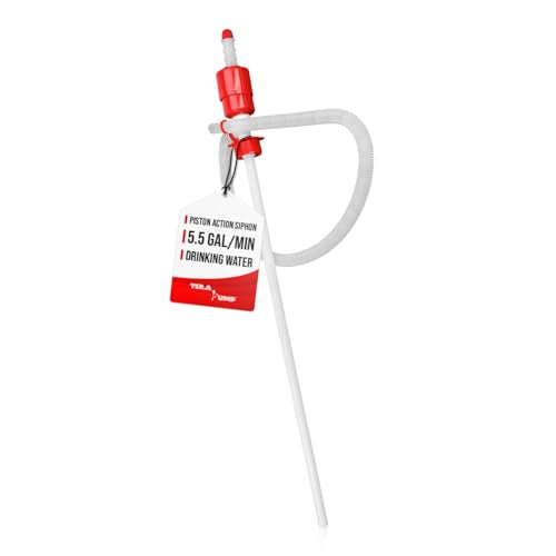 TERA PUMP Large Industrial Barrel Siphon 55-Gallon Drum Pump | BPA-Free, For Drinking Water, Gas, Diesel, 5 GPM - style: 5 GPM