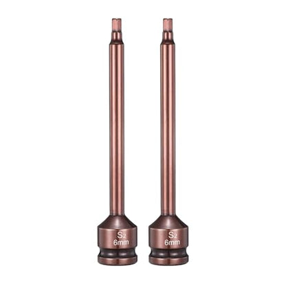 HARFINGTON 2pcs Impact Hex Bit Socket 1/2" Drive 6H (6mm) Hex Bits 6" Length S2 Steel Metric Impact Wrench Socket Adapter Tool for Automotive Repair Industrial Construction and Home DIY - size: H6 x 1/2" x 6"