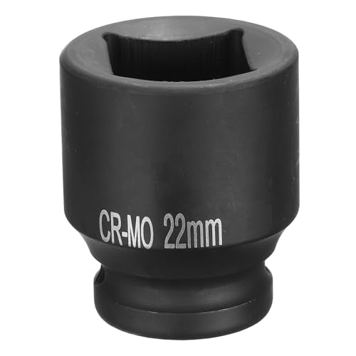 HARFINGTON 4 Point Square Socket 1/2" Drive 22mm Metric Square Impact Socket CR-MO Blackening Standard Wheel Sockets Pneumatic Socket Tool for Auto Repair Mechanical Maintenance Home Use - size: 22mm