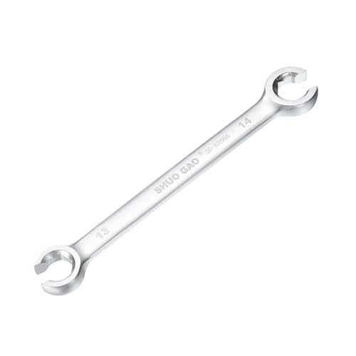 HARFINGTON Flare Nut Wrench 13mm x 14mm CR-V Nickel Plating Wrench for DIY Automotive Repairs and Household Maintenance - size: 13mm x 14mm
