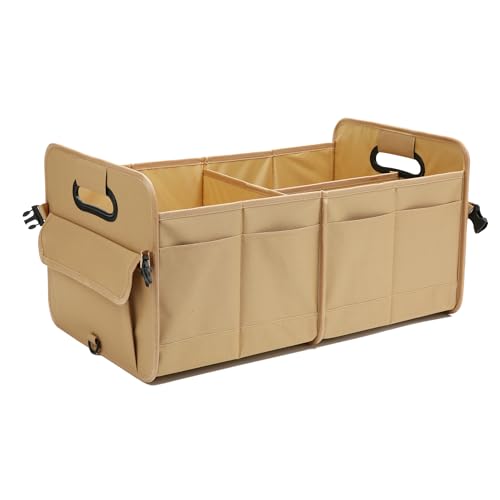 AOKJOY Car Trunk Organizer Car Storage Organizer Collapsible Multi Compartment Car Organizer Adjustable Straps Car Organizer for SUV(Ginger) - color: ginger