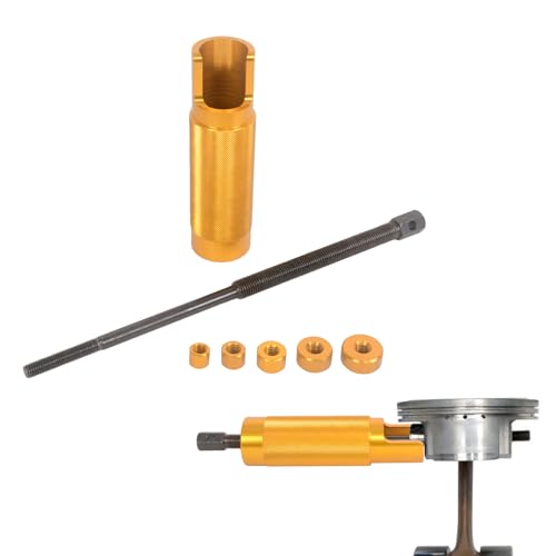 MOTO4U Piston Pin Puller, Plungers Remover Tool Heavy Duty Wrist Pin Puller-Short Skirt Piston Tool with 5 Adapters Piston Bolts (11mm, 13mm, 16mm, 19mm, 22mm) for Small Engine Repairs in Gold - color: Gold