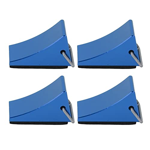 4PCS RC Model Car Wheel Chock, Aluminum Alloy RC Wheel Chock with Anti - Slip Bottom, Durable Tire Stopper for Gen8 Axial SCX10 and Universal RC Cars (Blue) - color: Blue