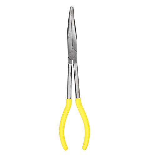 11 Inch Long Reach Long Nose Pliers | Designed for Mechanics, Technicians, and Contractors | Work with Delicate or Difficult-to-Reach Pieces | Milled-Jaws | Steel “45 Degree Bent Nose Plier - color: Yellow- 45 Degree