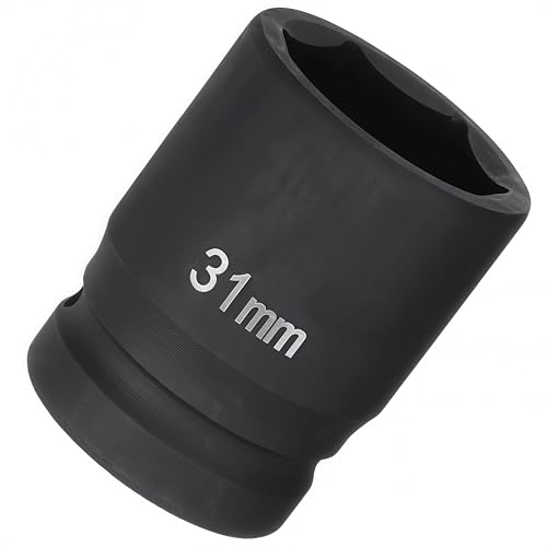 3/4"Drive x 31mm Metric, 6-Point Deep Impact Socket, Axle Nut Impact Socket | 40CR Alloy Steel,Clear labeling, Common Tools for Car Repair/Mechanical Work/Construction/Carpentry and Home Maintenance - size: 31mm