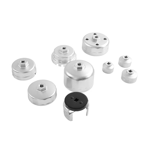 OEMTOOLS 27199 9-Pc Oil Filter Cap Wrench Set, Oil Filter Wrench Set Includes Adjustable and Universal Wrenches, Oil Filter Removal Tool Set Compatible with 3/8" Drive Tools - size: 9-Piece Set