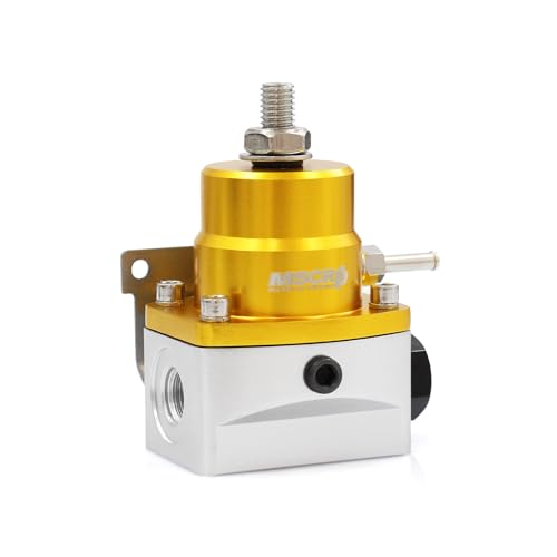 Adjustable Universal EFI Fuel Pressure Regulator Kit with 0-160psi Fuel Pressure Gauge and AN6-6AN Fuel Line Hose Fitting Connectors Kit (GLOD) - color: GLOD