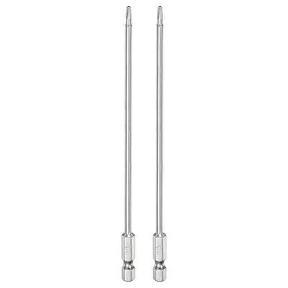 HARFINGTON 2pcs T10 Security Torx Bit 1/4" Hex Shank 6" Long S2 Steel Magnetic Tamper Resistant Star Bits Screwdriver Torx Head with Hole for Driver Drill Bits Remove Fastening Screws - size: T10