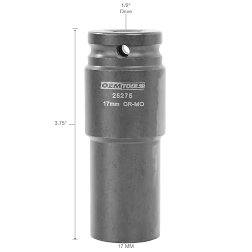 OEMTOOLS 25275 17mm Crank Bolt Socket, Heavy Duty Harmonic Balancer Socket For Stubborn Bolts, 17mm Impact Socket 1/2 Drive Crank Bolt Removal Tool - style: 17 millimeter