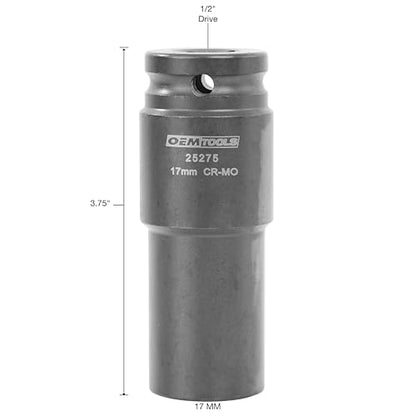 OEMTOOLS 25275 17mm Crank Bolt Socket, Heavy Duty Harmonic Balancer Socket For Stubborn Bolts, 17mm Impact Socket 1/2 Drive Crank Bolt Removal Tool - style: 17 millimeter