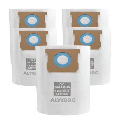 Universal 2-1/2" Port 5-8 Gallon Vac Bags, ALYYDBG Type E 90661 9066166, Type H 90671 9067133; VF2004, VHBS VDBS High- Efficiency Disposable Vacuum Collection Filter Bags. 5 Pack - size: 5-8 Gallon